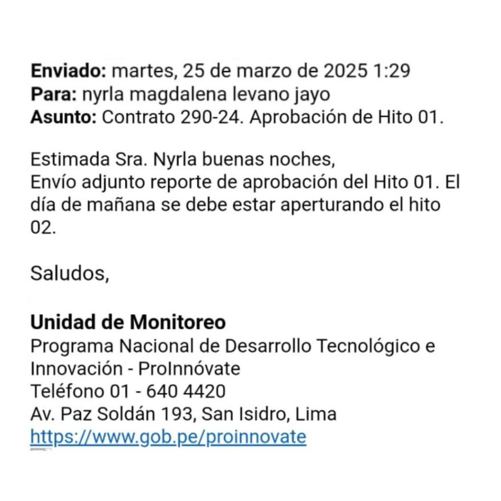 aprobación hito 1
